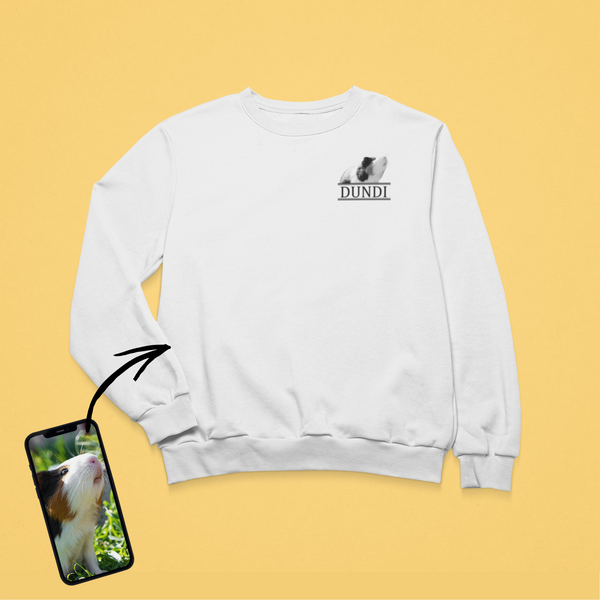 Unisex környakú pulóver - Kicsi fekete-fehér kép - Saját fotóval