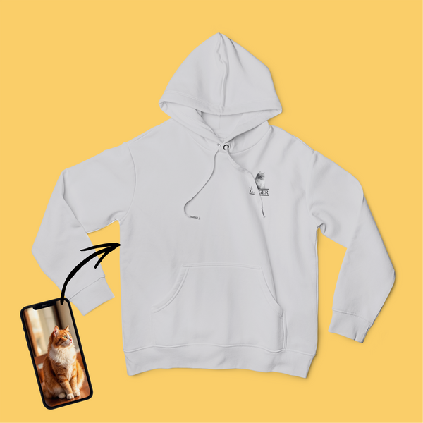 Unisex kapucnis pulóver - Kicsi fekete-fehér kép - Saját fotóval