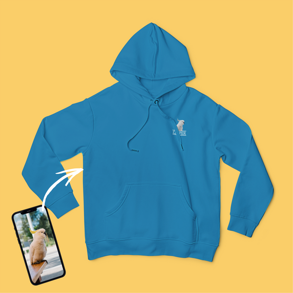 Unisex kapucnis pulóver - Kicsi fekete-fehér kép - Saját fotóval