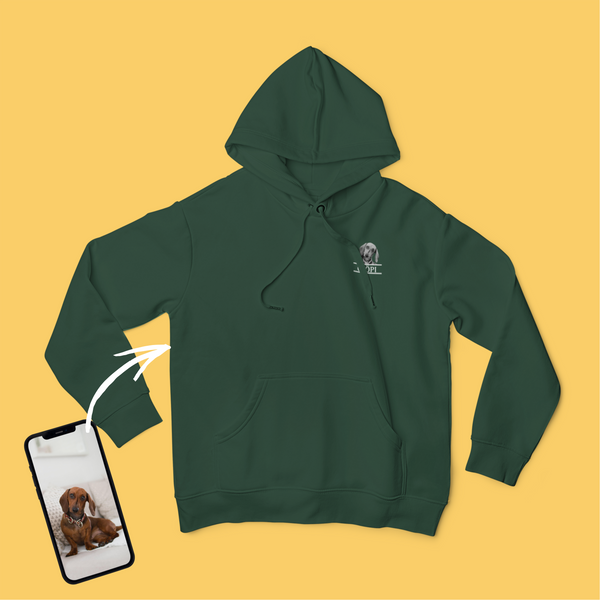 Unisex kapucnis pulóver - Kicsi fekete-fehér kép - Saját fotóval