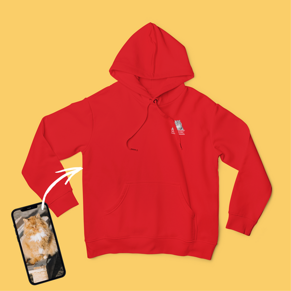 Unisex kapucnis pulóver - Kicsi fekete-fehér kép - Saját fotóval