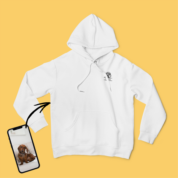 Unisex kapucnis pulóver - Kicsi fekete-fehér kép - Saját fotóval