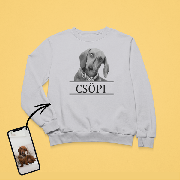 Unisex környakú pulóver - Nagy fekete-fehér kép - Saját fotóval