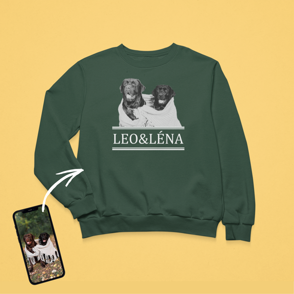 Unisex környakú pulóver - Nagy fekete-fehér kép - Saját fotóval