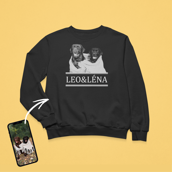 Unisex környakú pulóver - Nagy fekete-fehér kép - Saját fotóval