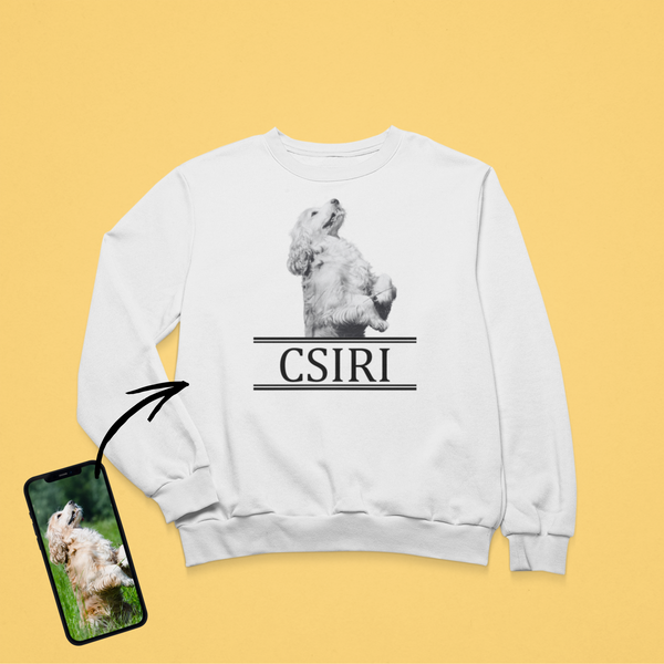 Unisex környakú pulóver - Nagy fekete-fehér kép - Saját fotóval