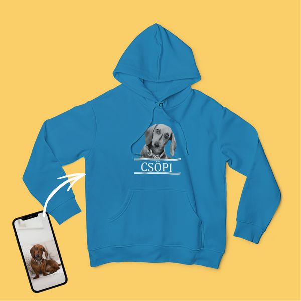 Unisex kapucnis pulóver - Nagy fekete-fehér kép - Saját fotóval