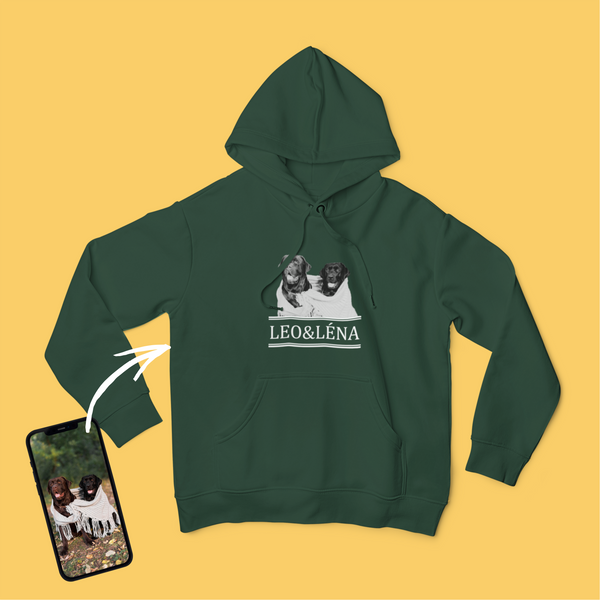 Unisex kapucnis pulóver - Nagy fekete-fehér kép - Saját fotóval