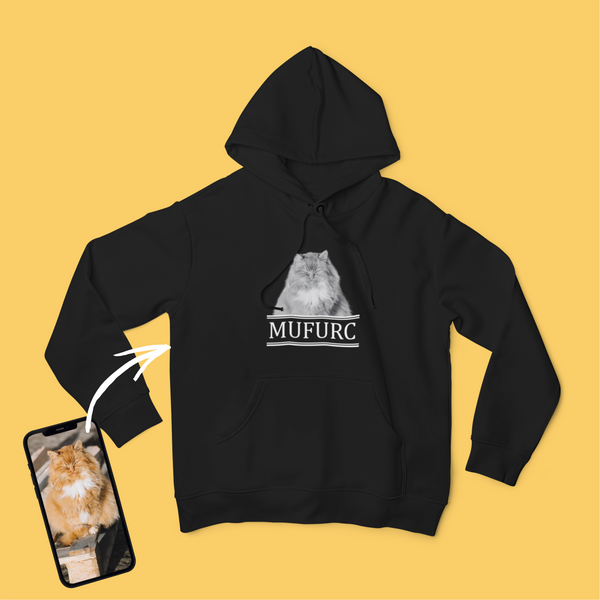 Unisex kapucnis pulóver - Nagy fekete-fehér kép - Saját fotóval