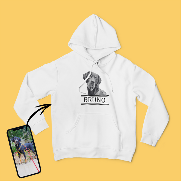 Unisex kapucnis pulóver - Nagy fekete-fehér kép - Saját fotóval