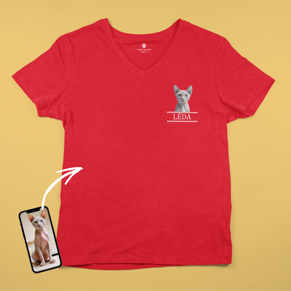 V nyakú póló - Mellkas fekete-fehér kép - Saját fotóval