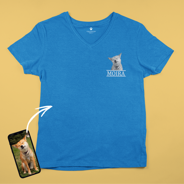 V nyakú póló - Mellkas fekete-fehér kép - Saját fotóval