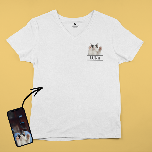 V nyakú póló - Mellkas színes kép - Saját fotóval