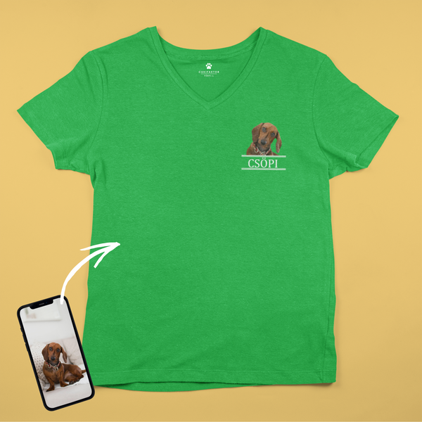 V nyakú póló - Mellkas színes kép - Saját fotóval