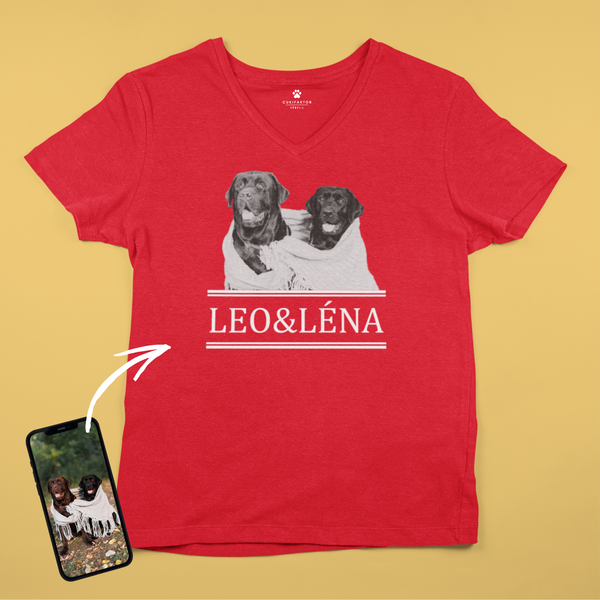 V nyakú póló - Nagy fekete-fehér kép - Saját fotóval