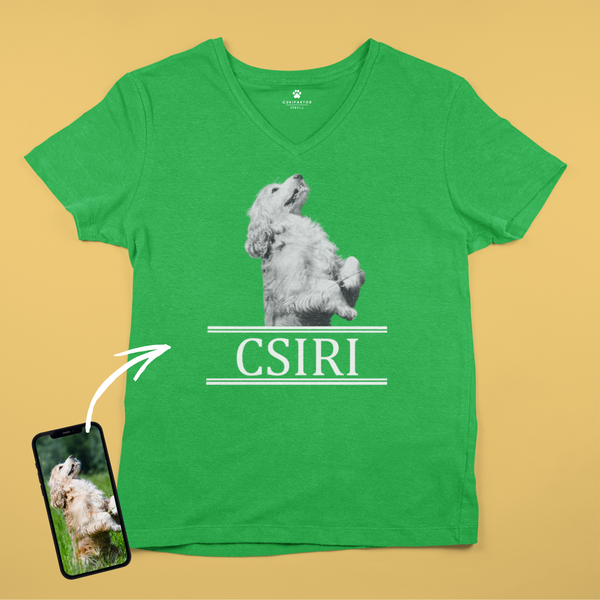 V nyakú póló - Nagy fekete-fehér kép - Saját fotóval