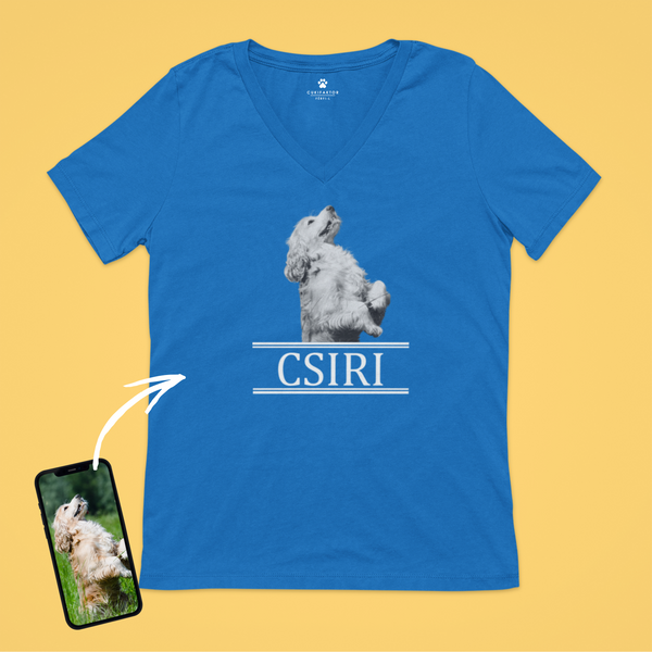 V nyakú póló - Nagy fekete-fehér kép - Saját fotóval