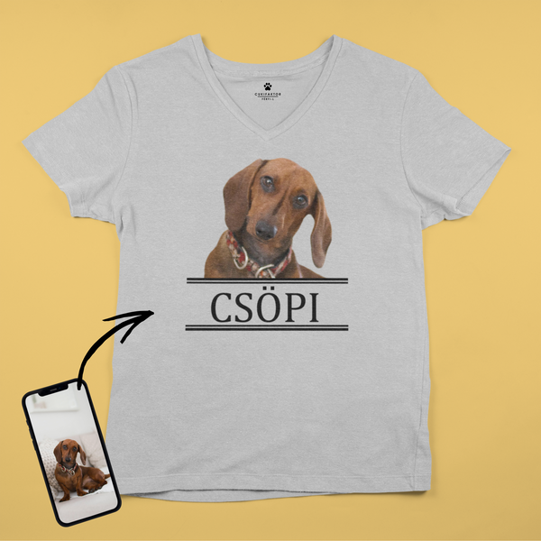 V nyakú póló - Nagy színes kép - Saját fotóval