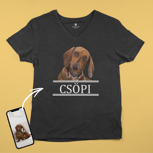 V nyakú póló - Nagy színes kép - Saját fotóval