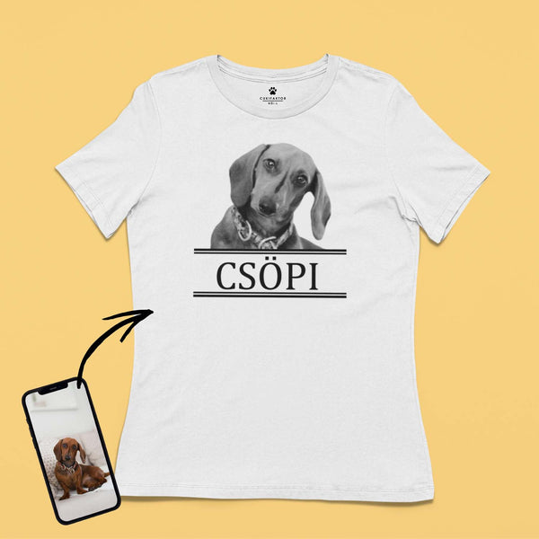 Környakú póló - Nagy fekete-fehér kép - Saját fotóval