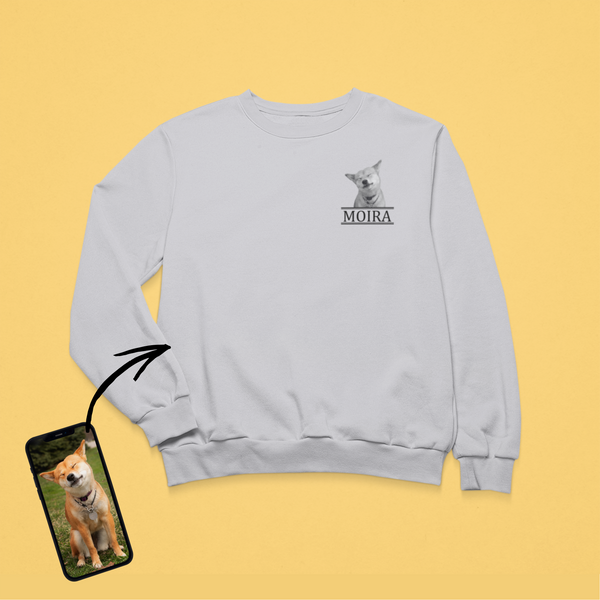 Unisex környakú pulóver - Kicsi fekete-fehér kép - Saját fotóval