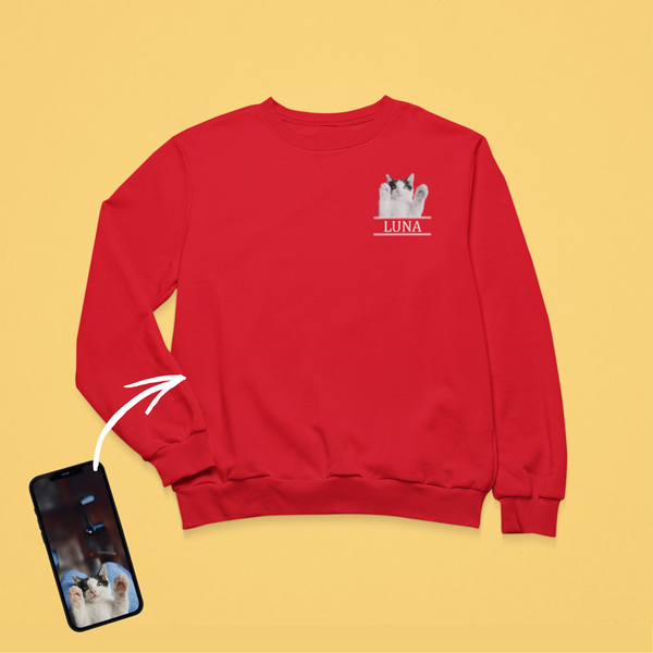 Unisex környakú pulóver - Kicsi fekete-fehér kép - Saját fotóval